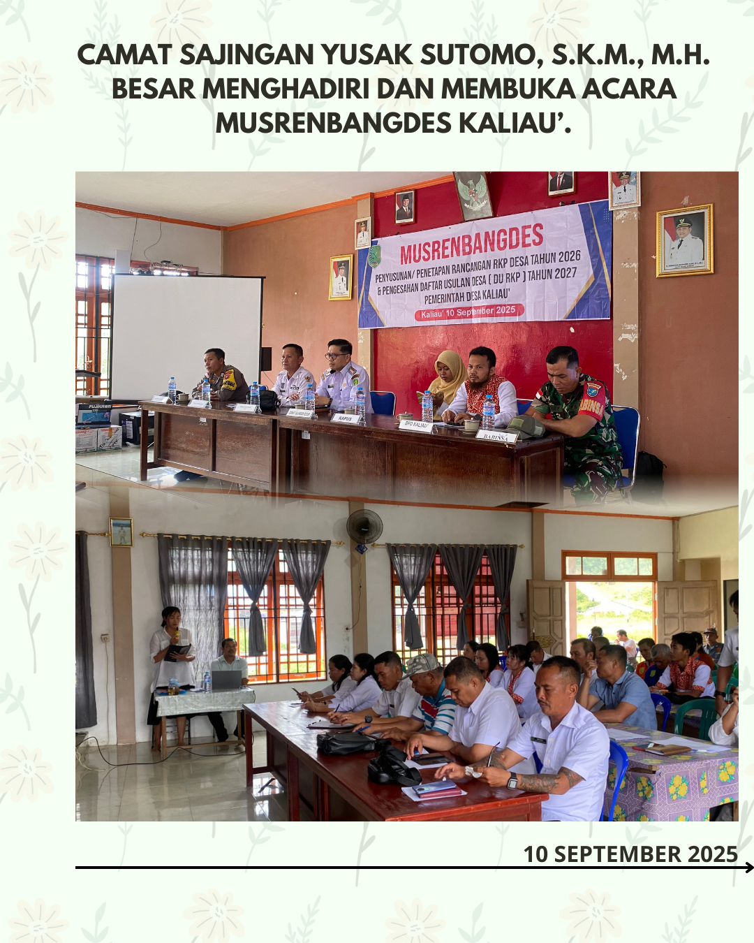 Musrenbangdes Desa Kaliau’ 2025: Camat Yusak Sutomo Dorong Pembangunan Merata